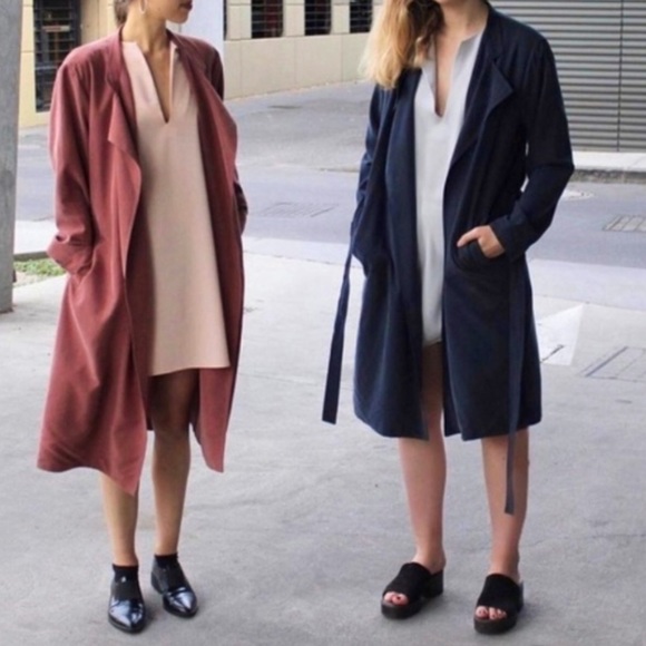 Vintage American Apparel Dylan Trench Coat Navy - Picture 5 of 5